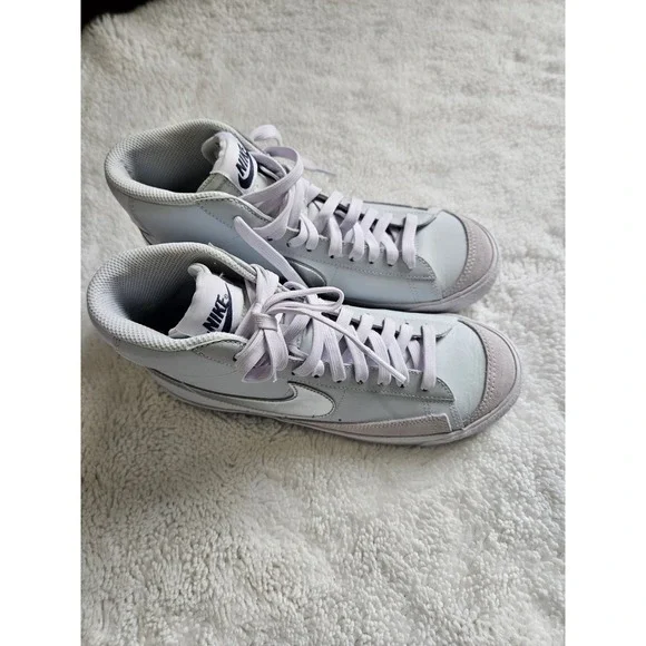 Nike Blazer 77 High Top White Gray Lavendar Leather Suede Sneakers - Picture 3 of 5